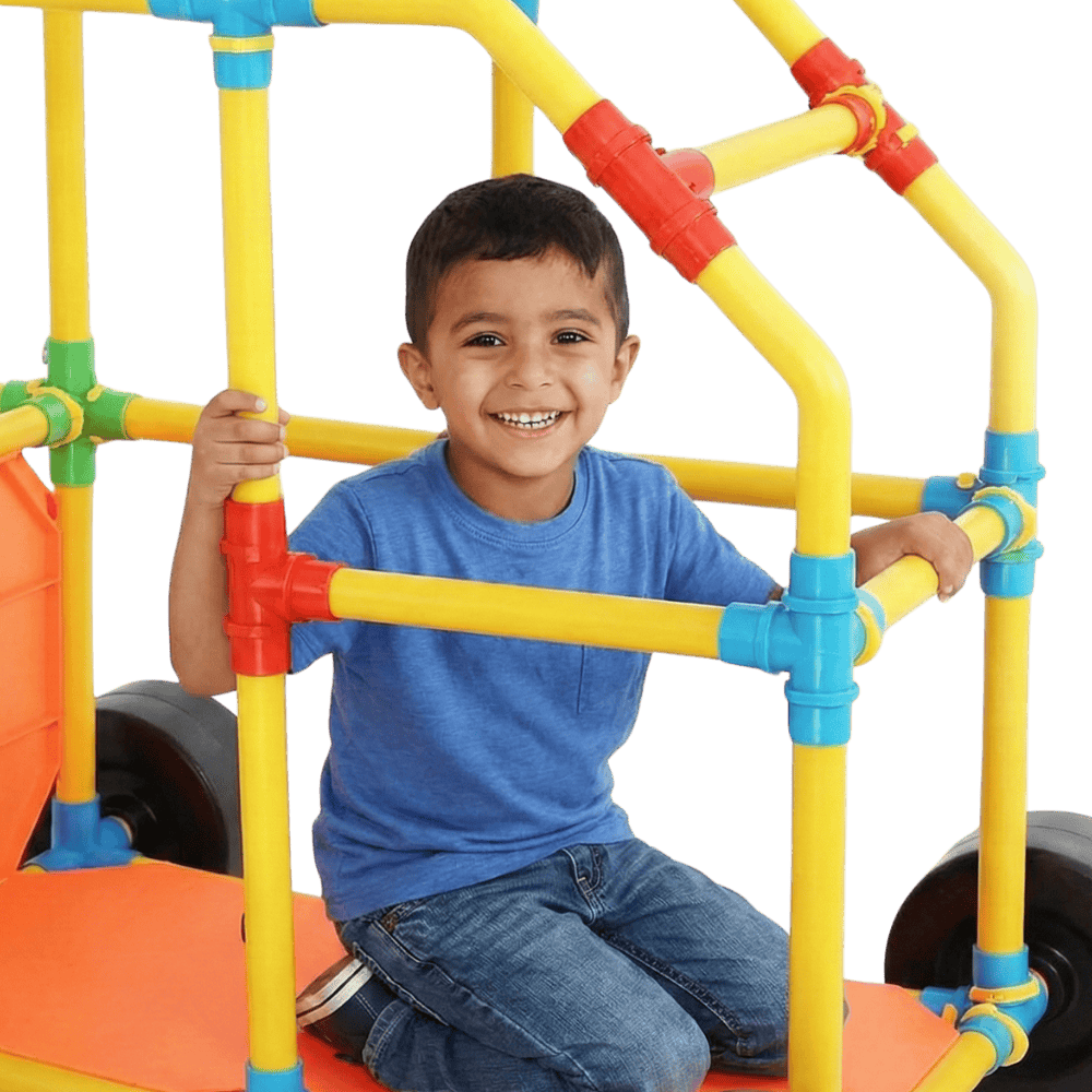 Colorful kids' playground climbing structure for active play and fun.
